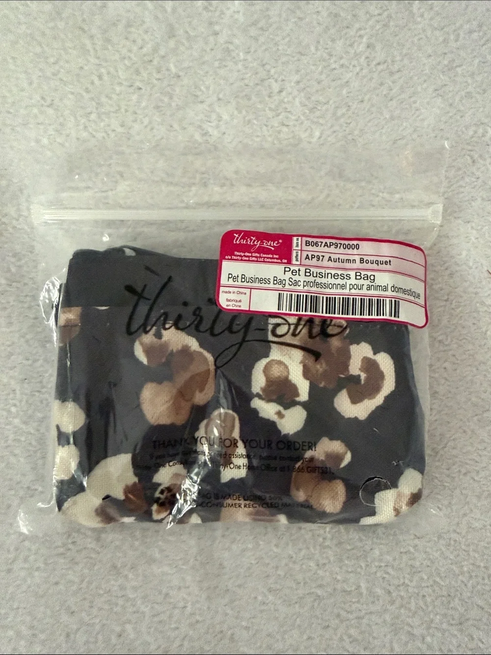 NWT thirty-one Black Autumn Bouquet Pet Business Bag